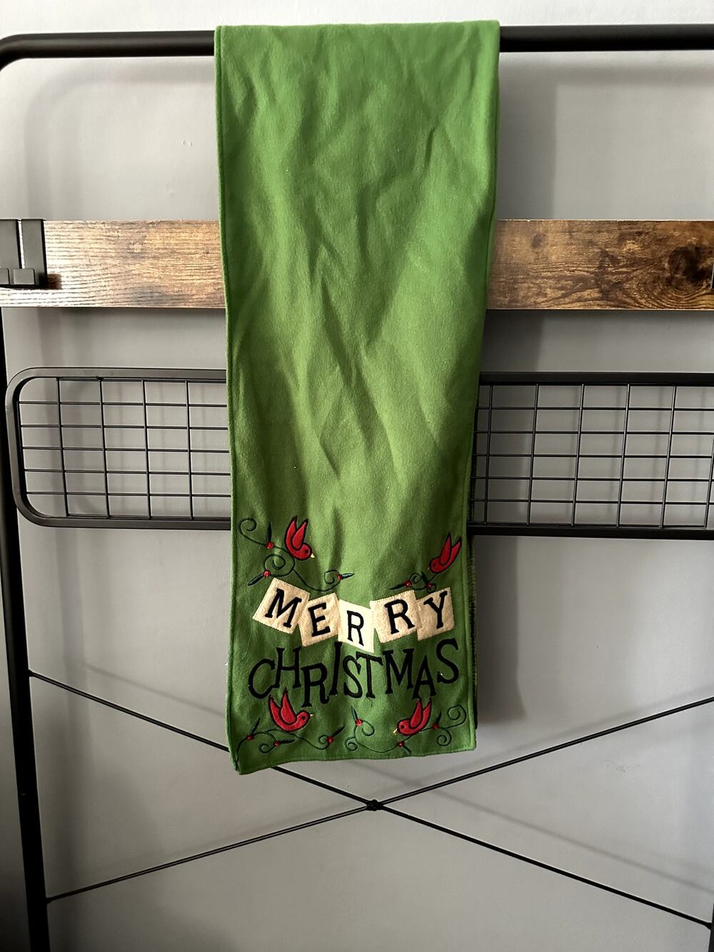 Merry Christmas Green Table Runner